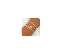 VIROMY Pulseras de Oro para Las Mujeres 14k Chapado en Oro Q Iniciales Pulsera en Capas Minimalista Twisted Cuerda Corazón Bead Enlace Joyería Regalos para Ella