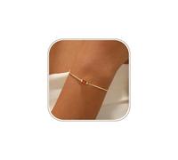 VIROMY Pulseras Mujer Delicada Cadena Tipo Caja Chapada en Oro de 14K Quilates Adornada con Brillantes y Glamurosas Circonitas Multicolores Regalos de Joyería(Enero)