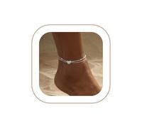 VIROMY Tobillera de Plata Para Las Mujeres 14K Chapado en Plata en Capas Brillante Mariposa Zirconia Tobillera Delicada Perla Regalos de Joyería para Ella