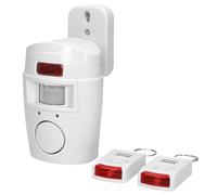 Virone AS-1 - Detector de Movimiento con función de Alarma, Mini Alarma inalámbrica con Sirena integrada, Funciona con Pilas, 2 mandos a Distancia