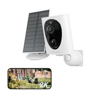 virtavo Cámara de Seguridad 2K Exterior Inalámbrica, Batería Recargable, Lente Starlight con Visión Nocturna en Color, Acceso Remoto, Detección de Movimiento, Sirena, Intercomunicador de Voz