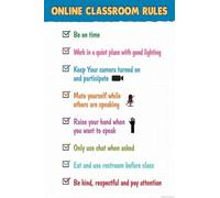 Virtual Classroom Rules Poster Online Learning Expectations for Zoom Google Meet Teacher Supplies Remote Homeschool Decor Digital Wall Art(Unframed,12x18inch(30x45cm))