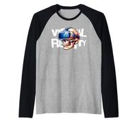 Virtual Reality Skull VR Gamer Futuristic Art Camiseta Manga Raglan