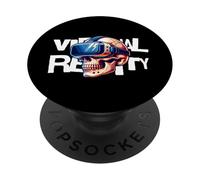 Virtual Reality Skull VR Gamer Futuristic Art PopSockets PopGrip Adhesivo
