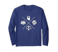 Virtudes estoicas Sabiduría Templanza Justicia Coraje Estoicismo Manga Larga, Unisex para Adultos, Azul Marino, M