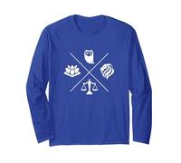 Virtudes estoicas Sabiduría Templanza Justicia Coraje Estoicismo Manga Larga, Unisex para Adultos, Azul Real, L