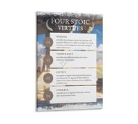 Virtue Ethics Wall Art Stoic Philosophy Poster Four Cardinal Virtues Print for Library Office Living Room Inspirational Decor(Unframed,12X18inch(30X45cm))