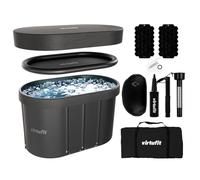VirtuFit Baño de hielo ovalado de 500 l - Piscina de agua fría Ice Bath para regeneración y recuperación muscular, plegable, aislamiento de 5 capas, incluye accesorios, exterior e interior, antracita