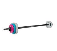 VirtuFit Juego de mancuernas aeróbicas Pro 20 kg - Juego de pesas largas con discos de goma, juego de mancuernas para entrenamiento de fuerza, bomba de bodypump y gimnasio en casa