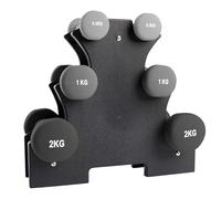 VirtuFit - Juego de mancuernas con soporte, 7 kg, 6 mancuernas, pesas para mujeres y fitness