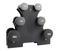 VirtuFit - Juego de mancuernas con soporte, 7 kg, 6 mancuernas, pesas para mujeres y fitness