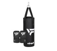 VirtuFit Kit de kickboxing junior - Saco de boxeo y guantes - Juego de boxeo para niños - Kickboxing & Boxeo - 8 kg - Negro