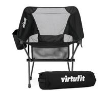 VirtuFit Silla de camping compacta negra - Silla de playa plegable ligera y portátil - Silla plegable al aire libre para camping, festival, jardín y playa