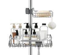 VirtuGro 2 piezas Estante Ducha sin Taladro + Jabonera Ducha Ajustable Shower Shelf Acero Inoxidable Estanteria Baño sin Taladro Bathroom Organizer para Barras Baño y Grifos de 16-25 mm Plateado
