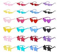 VirtuGro 24PCS Estrella Gafas Corazon Llamas de Fuego Gafas Fiesta Divertidas Gafas Despedida de Soltera Gafas para Fiesta Cumpleaños Accesorios Photocall Cosplay Hippy Unisex