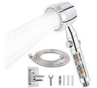 VirtuGro Alcachofa de Ducha con Filtro Mango Ducha Antical Alcachofa Ducha con Manguera 2M Shower Head con Soporte Giratorio Cabezal Ducha Alta Presión para 6 Modos (Plata)