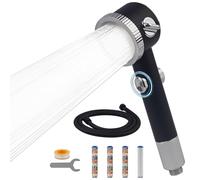 VirtuGro Alcachofa Ducha con Manguera 1.5M Alcachofa de Ducha con Filtro Antical Ahorro de Agua Cabezal de Ducha Baño Cabezal Ducha Alta Presión para 3 Modos con 3 Filtración Negro