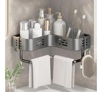 VirtuGro Estanteria Ducha Sin Taladro Adhesivo Rinconera Ducha Estanteria Baño Sin Tornillos con 2 Ganchos Espesado Shower Shelf para Afeitadora Estantería de Ducha (Gris Oscuro)