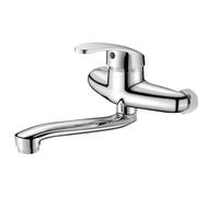 VirtuGro Grifo Cocina Pared Grifos Cocina Fregadero con Aireador con Cartucho Cerámico Monomando Agua Fría y Caliente Boquilla de Dispensación Orientable a 360° Cromo Plata (20cm)