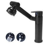 VirtuGro Grifos Cocina Fregadero Flexible Rotación 360° Grifo Lavabo de Acero Inoxidable Grifo Monomando Lavabo Deux Types de Sorties D'eau Cromado para Baño o Cocina (Negro)