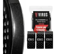 VIRUS Overgrip Pack de 3 + Protector de Pala (Negro)