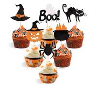 VisageVitalit Halloween Cake Topper, 12 Piezas Pastelesde de Halloween Decoracion, Halloween Decoración Topper para Decoraciones de Halloween Decoración Topper, para Colocar Tartas, Muffins