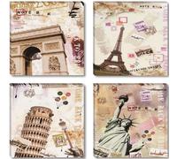 Visario 6610 - Fotografía sobre Lienzo (4 Piezas, 4 x 30 x 30 cm), diseño de Collage de Ciudades