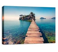 Visario Cuadro de 120 x 80 cm sobre lienzo embarcadero a la isla 5033 marca alemana y almacén. El cuadro está listo para enmarcar.