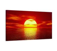 Visario Cuadro en Lienzo 120 x 80 cm Nr. 5094 Puesta del Sol Enmarcado y Listo para Colgar, Calidad de la Marca
