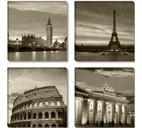 Visario Cuadro en Lienzo 4x30 x 30 cm Nr. 6604 Las Ciudades de Londres Paris Roma Berlin Enmarcado y Listo para Colgar, Calidad de la Marca