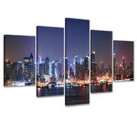 Visario Cuadros en Lienzo Nueva York 160 x 80 cm Modelo Nr. 5505 XXL Las imágenes Estan Listas, enmarcadas en Marcos de Madera auténtica. El diseño de la impresión artística como un Mural Enmarcado.