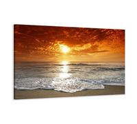 Cuadros en Lienzo Playa 120 x 80 cm Modelo Nr. 5038 XXL Las imágenes Estan Listas, enmarcadas en Marcos de Madera auténtica. El diseño de la impresión artística como un Mural Enmarcado.