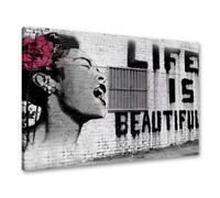 Visario nro. 4166 Cuadro Banksy Life is Beautiful sobre lienzo de 80 x 60 cm, todas las imágenes son de marca
