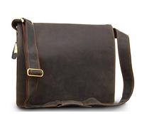 VISCONTI - Bolso Mensajero Grande de Piel para Portátil 16 Pulgadas - Bandolera de Trabajo para Hombre - Bolso Universidad A4-16054 Harvard - Marrón