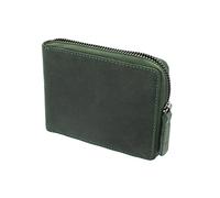 VISCONTI Cartera Bullet de Cuero Engrasado con Cierre de Cremallera Redonda 702 Bloqueo RFID Verde Petróleo