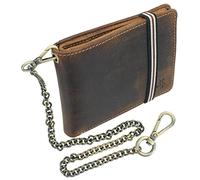 Visconti Cartera de cuero para motociclista con cadena de seguridad RFID Plus Tap and Go CHN, Elástico bronceado aceitado, Talla única, Casual