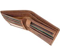 VISCONTI - Cartera Tarjetero Pequeña de Piel - Cartera de Hombre con Monedero - para 6 Tarjetas - RFID Wallet - Caja Regalo - Shield 707 - Tostado