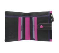 VISCONTI Colección Mimi Mojito Monedero Compacto de Cuero Multicolor M77 Negro/Rosa/Púrpura
