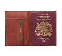 VISCONTI Colección Polo Porta Pasaporte de Cuero Bloqueo RFID 2201 Marrón