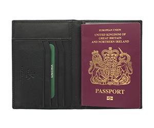 VISCONTI Colección Polo Porta Pasaporte de Cuero Bloqueo RFID 2201 Negro