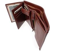 VISCONTI - Grande Cartera Tarjetero de Piel - Cartera de Hombre con Monedero - para 11 Tarjetas - RFID Wallet - Caja Regalo - Milan MZ3 - Marrón