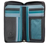 VISCONTI Rainbow Collection RB98b - Cartera de piel con cremallera alrededor y bloqueo RFID, azul/multicolor, Talla única, Moderno