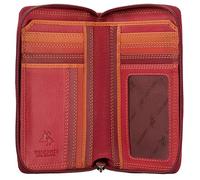 VISCONTI Rainbow Collection RB98b - Cartera de piel con cremallera alrededor y bloqueo RFID, rojo/multicolor, Talla única, Moderno