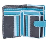 VISCONTI Twofold - Cartera de Piel para Mujer, diseño de arcoíris, Multicolor Morado (RB51) RFID, Azul, M