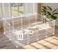 VISCOO 12 paneles de corral para animales pequeños, corral para mascotas, jaula C & C para conejillos de indias, corral de juego para cachorros, corralito de conejo para interiores y exteriores, valla