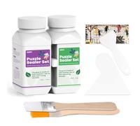 VISCY Kit de pegamento para rompecabezas, fácil de aplicar, de secado rápido, transparente y brillante, para rompecabezas, 240 ml de pegamento, 2 espátulas de silicona y 2 pinceles.