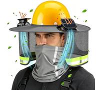 Visera de casco de astillero - Protector solar ligero con ventilador solar, cubierta para el borde del casco - Para astillero de trabajo al aire libre Obras forestales Jardinería Senderismo Bicicleta