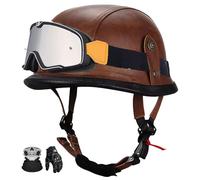 Visera De Cuero Genuino AlemáN para Medio Casco De Motocicleta, Casco Unisex De Estilo Retro Urbano, con CertificacióN Ece. K,2XL:61-62CM