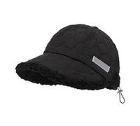 Visera para mujer con aleros anchos para mostrar lo pequeño con terciopelo antifrío, todo cálido, liso, sombrero de pescador Yan, para baño y cuerpo, Negro, Talla única