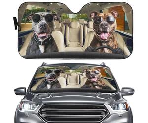 Visera Parasol Parabrisas Coche Conducción de Perros American Pit Cow M | Parasol Parabrisas Delantero Pantalla Solar Parabrisas Coche Plegable Portátil Protección Solar Parabrisas Coche